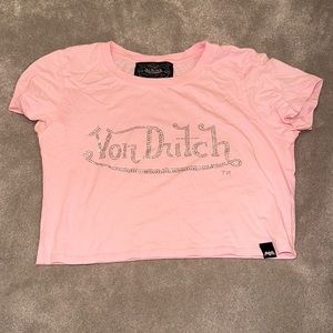 Von Dutch, pink, bedazzled crop top